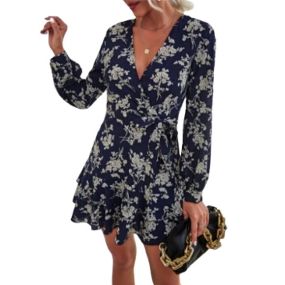 🌿SHEIN Unity Floral Print Two Layer Hem Belted Dress🌿 - Picture 5 of 6